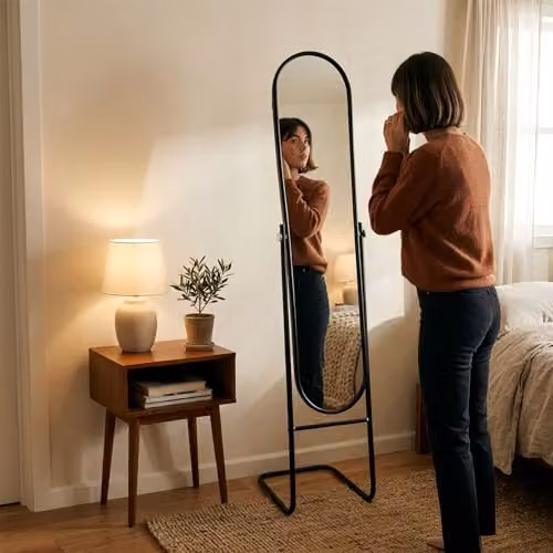 Harbour Housewares Round Full-Length Freestanding Mirror in Black, H 153 cm x W 30 cm x D 30 cm – 2