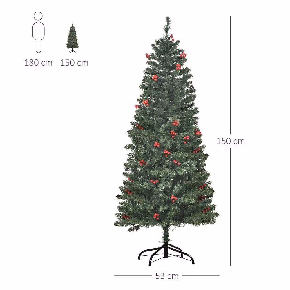 STILVORA 5ft Artificial Christmas Tree with 200 LED Lights in Green, H: 152.4 cm – 2