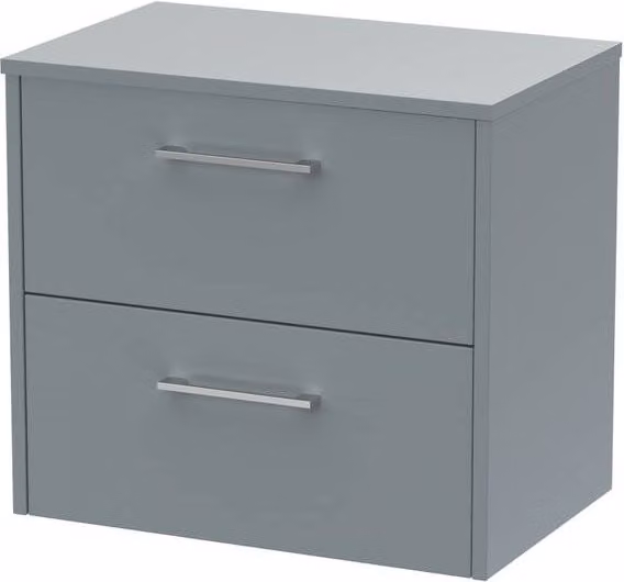 Balterley Winshill Modern Wall Mounted 2 Drawer Bathroom Vanity Unit in Matt Grey W/D/H: 60 x 39 x 55.7 cm – 1