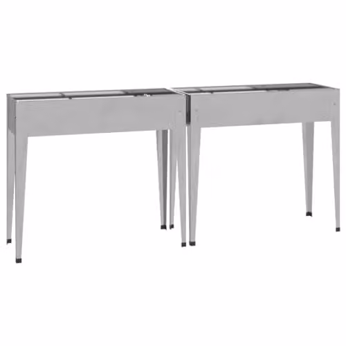 vidaXL Set of 2 Galvanised Steel Garden Planter Tubs in Silver