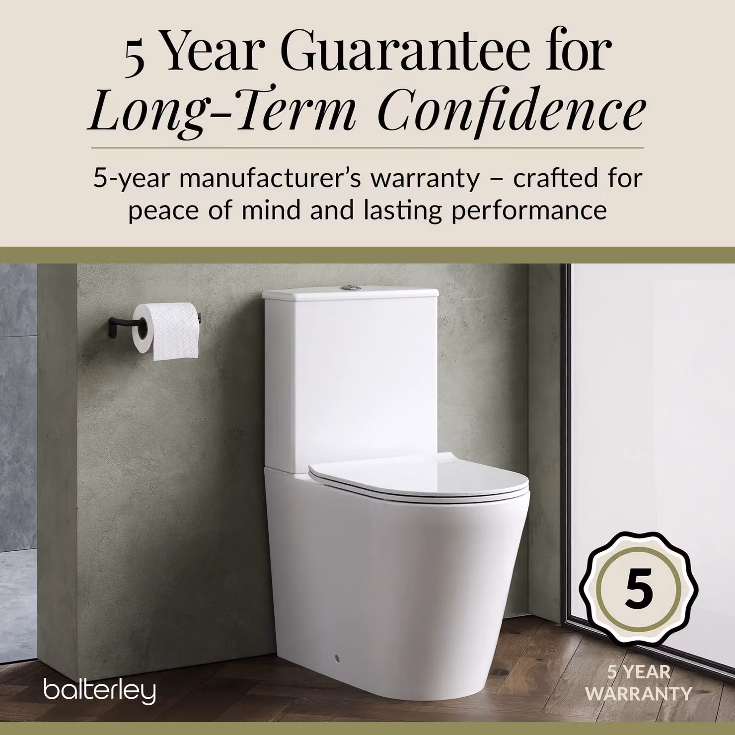 Balterley White Ceramic Flush to Wall Toilet Cistern and Soft Close Sandwich Seat, H 79.0 x W 38.5 x D 61.2 cm – 4
