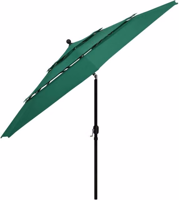 Berkfield Home 3-Tier Green Polyester Parasol with Aluminium Pole, Diameter: 3.5 m, Height: 2.6 m – 1
