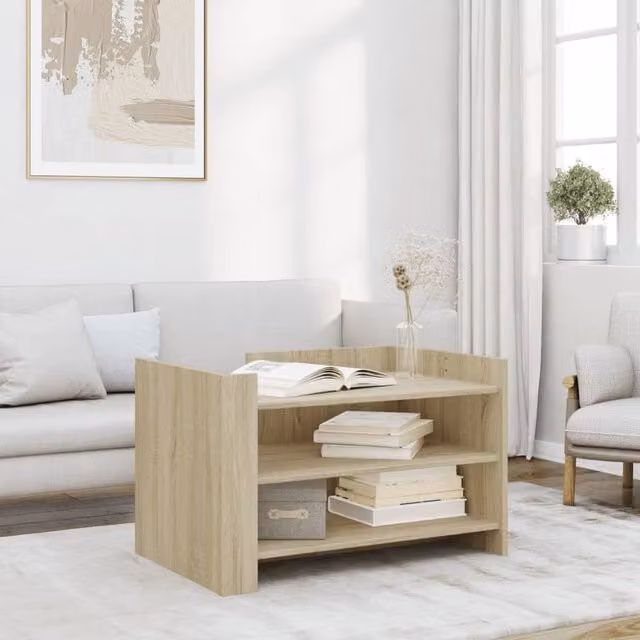 Berkfield Home Sonoma Oak Coffee Table in Brown, W/D/H: 80 x 50 x 50 cm