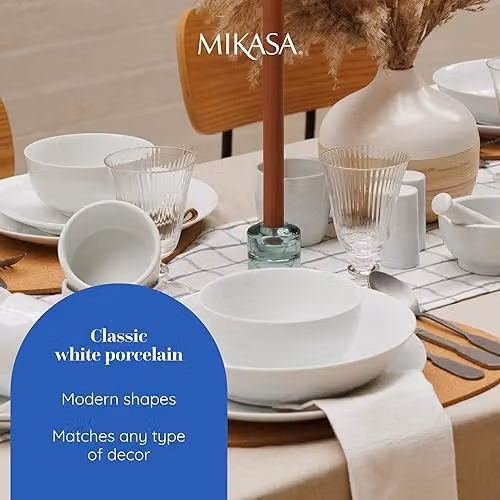Mikasa White Porcelain Dinner Plate Set of 4, Diameter: 27 cm – 3