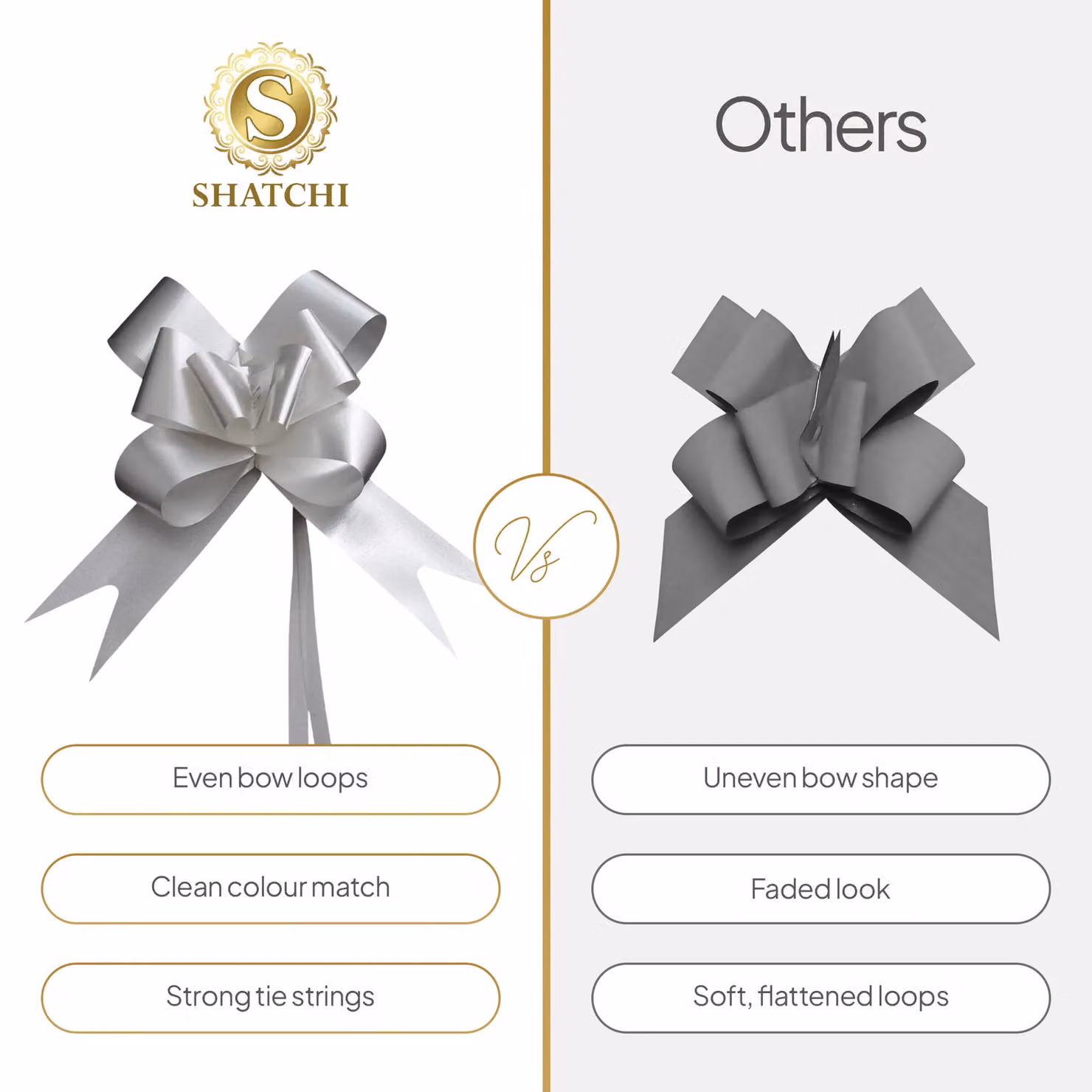 Shatchi Silver Pull Bows for Gift Wrapping and Decorations, 20 Pack, Width: 3 cm – 5