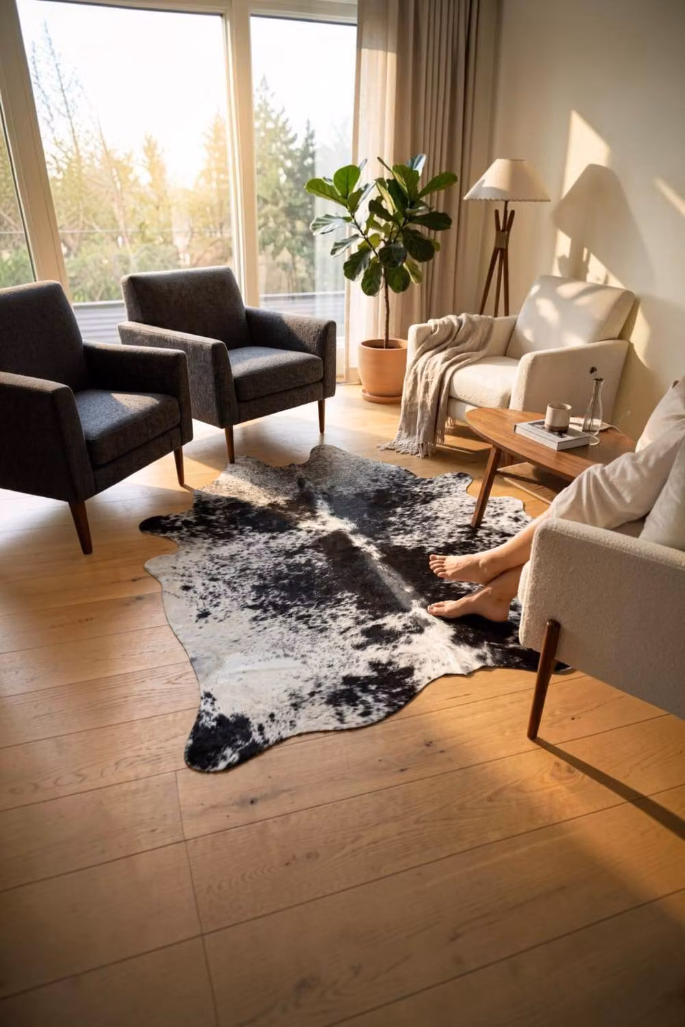 Infinity Leather Natural Cowhide Hairon Rug in Black and White, W 180 cm x D 220 cm – 5