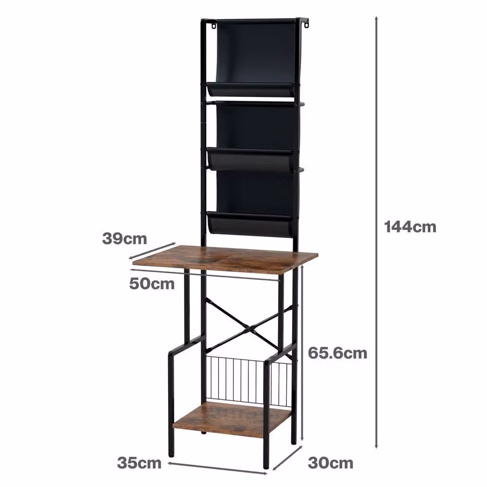 Kelvenix Industrial Brown Wood Record Player Stand and Media Storage Shelf – 2