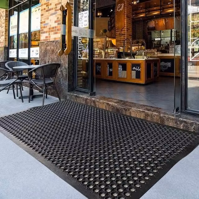 EONLION Heavy Duty Non-Slip Rubber Door Mat, Black, W: 60 cm, D: 90 cm – 1