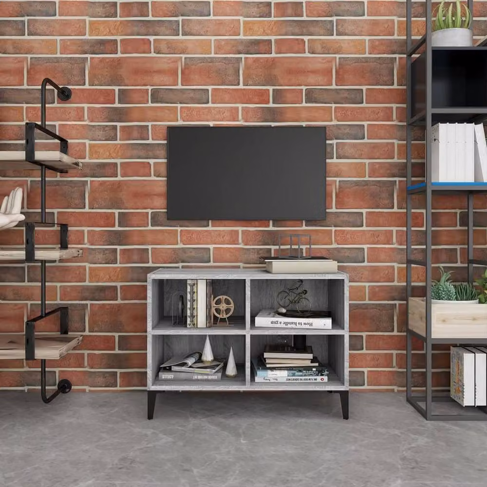 Berkfield Home Modern TV Cabinet in Grey Sonoma with Metal Legs, W/D/H: 69.5 x 30 x 50 cm – 2