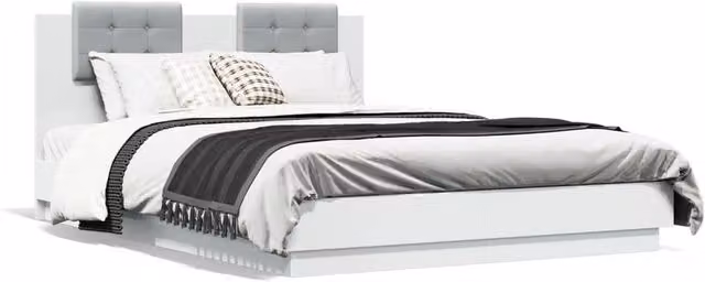 Berkfield Home Upholstered Bed Frame in White, W/D/H: 140 x 200 cm – 1