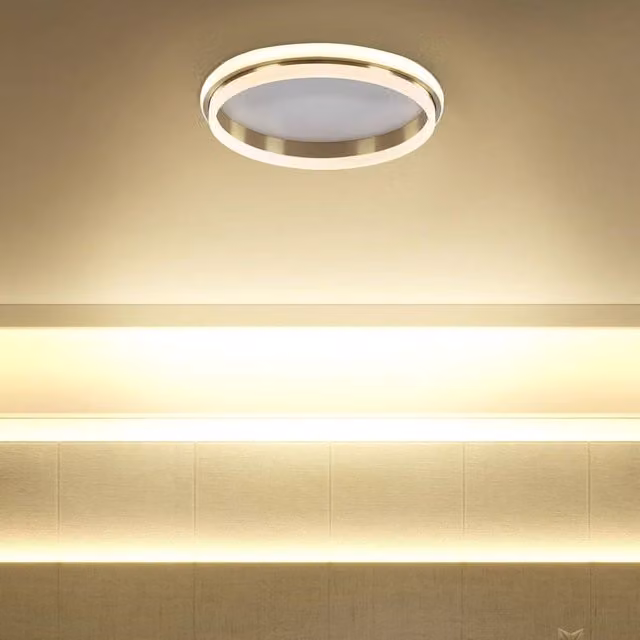 Wyld and Coco LED Flush Mount Ring Light in Gold and White with Opal Acrylic Shade, Diameter: 64 cm