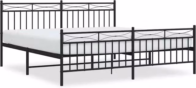 Berkfield Home Metal Bed Frame with Headboard and Footboard in Black, W: 183 cm, L: 213 cm – 1