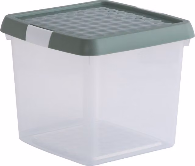 Wham Clip 8.25l Rectangular Stackable Plastic Storage Box with Lid in Transparent Green