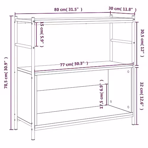 vidaXL Industrial Bookshelf in Sonoma Oak and Brown, W/D/H: 80 x 30 x 78.5 cm – 2