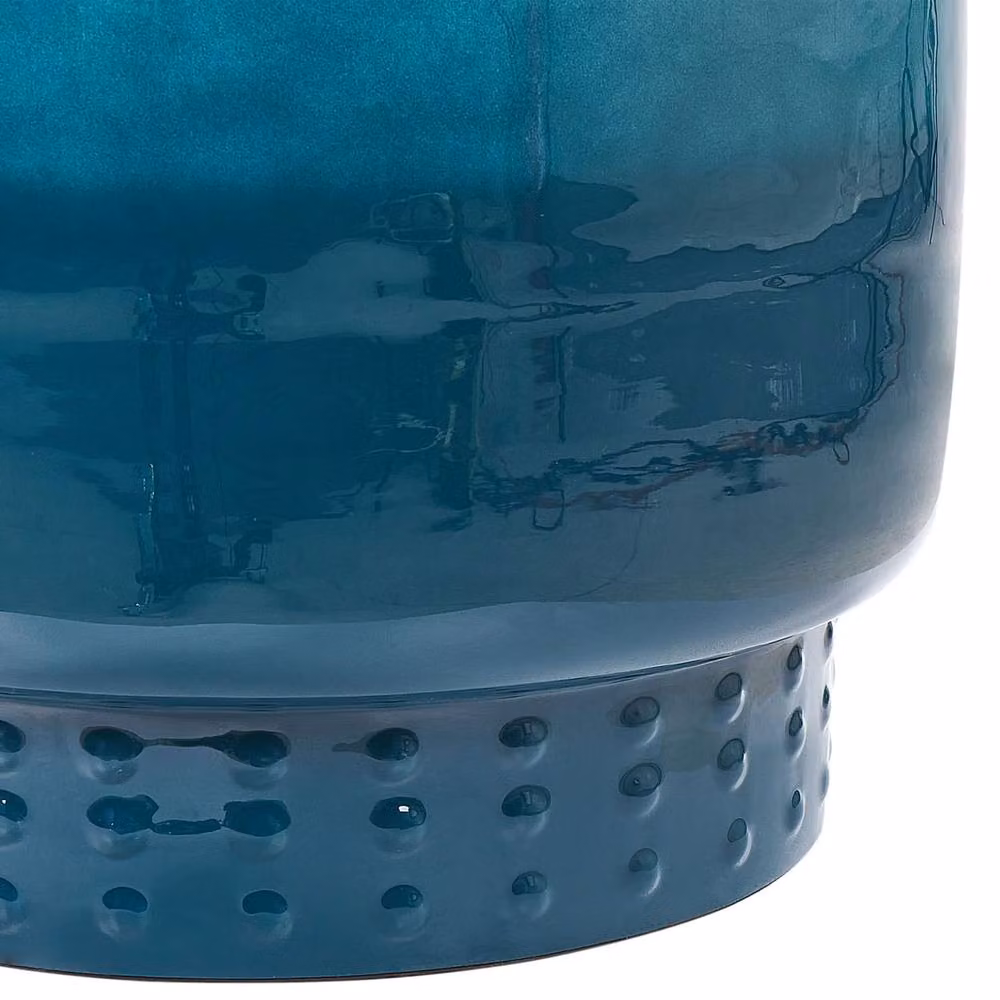 Wyld and Coco Blue Glossy Geometric Metal Round Side Table – 4