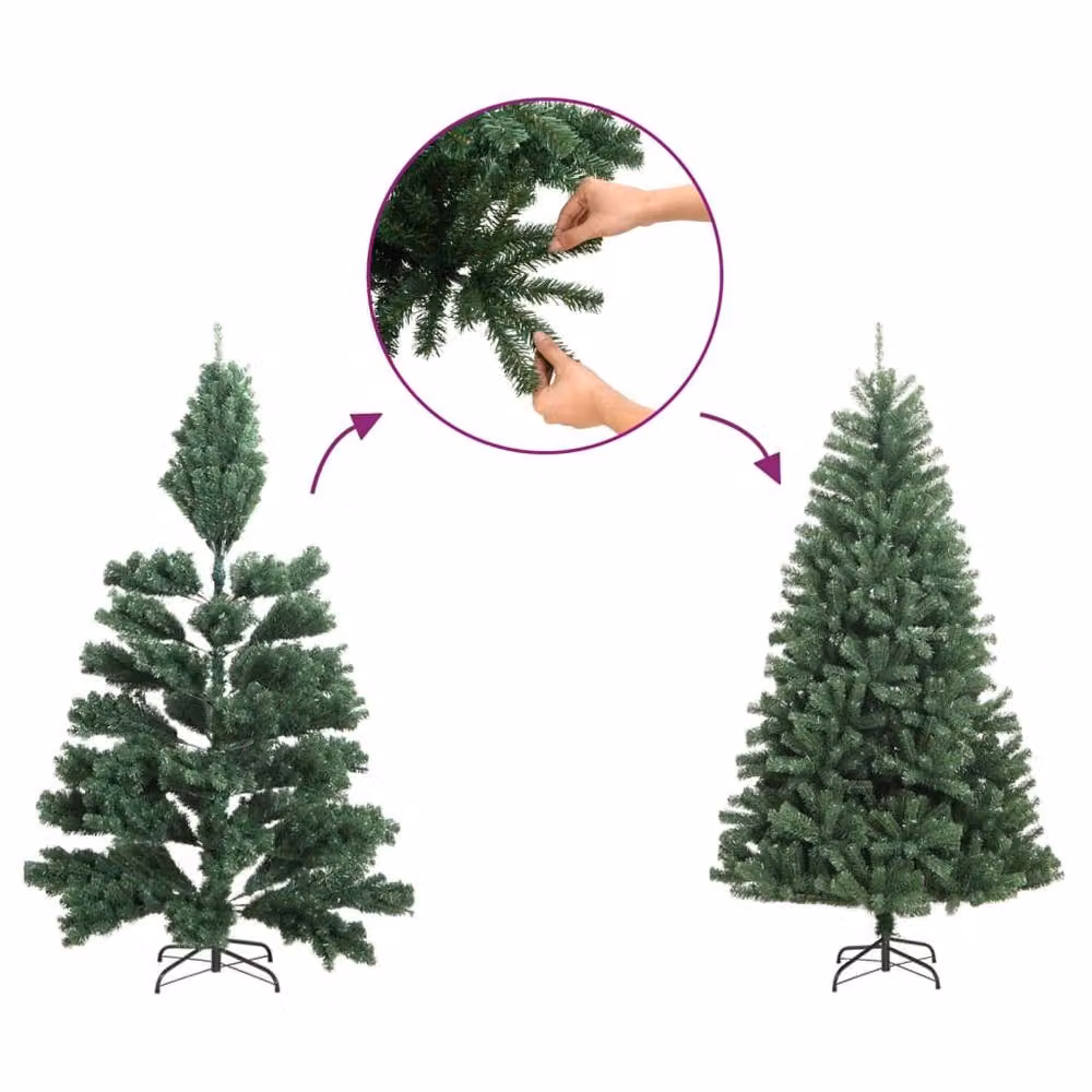Berkfield Home Artificial Slim Christmas Tree in Green with Stand, Height: 240 cm – 5