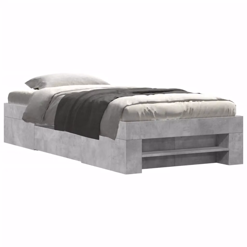 Berkfield Home Engineered Wood Bed Frame in Concrete Grey, W/D/H: 75 x 190 cm – 2