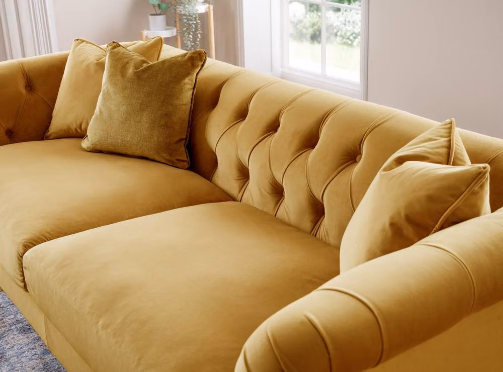 The Great Sofa Company Kensington 3-Seater Gold Velvet Chesterfield Sofa – 3