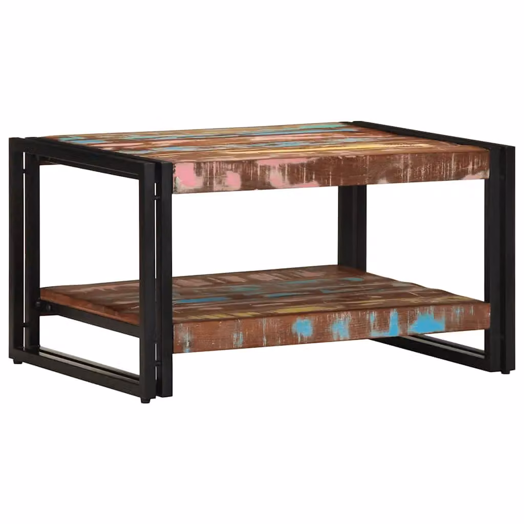 Berkfield Home Multicolour Reclaimed Solid Wood Coffee Table, W: 70 cm, D: 50 cm, H: 38 cm – 2