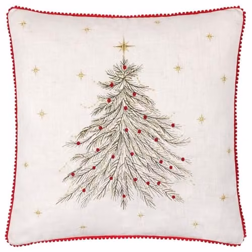 Wylder Nature Twinkling Tree Embroidered Square Cushion in White, W/D/H: 45 x 45 x 45 cm – 1
