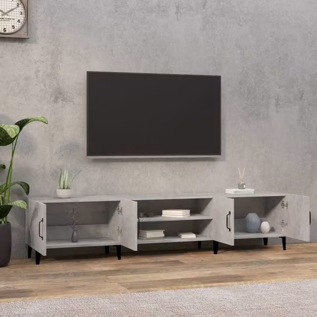 Berkfield Home Modern TV Cabinet in Concrete Grey, W: 180 cm, D: 31.5 cm, H: 40 cm