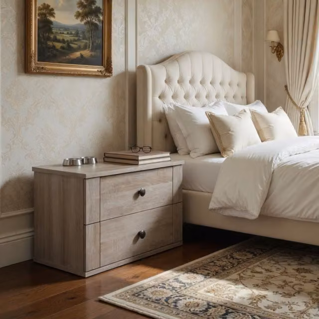 KDMD Chalet Oak 2 Drawer Bedside Cabinet Set of 2 in Brown Oak