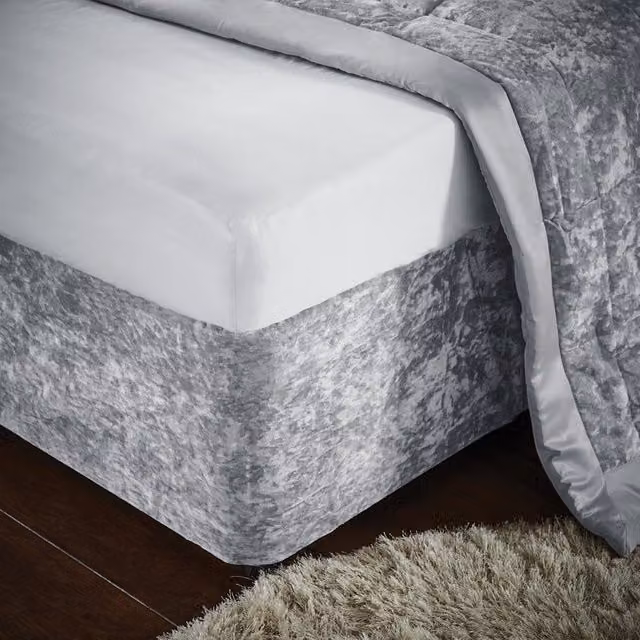 Catherine Lansfield Crushed Velvet Divan Base Wrap in Silver, Double – 1