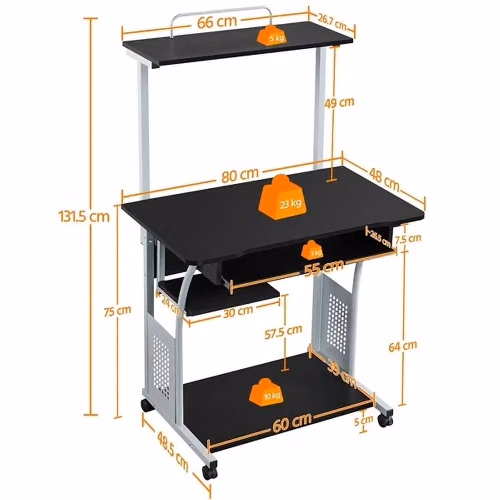 EONLION Modern Black Computer Desk for Home Office, Width: 100 cm – 2