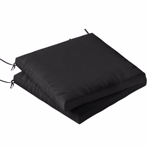 Outsunny Set of 2 Waterproof Garden Chair Cushions in Black, W/D/H: 50 x 50 x 7 cm – 1