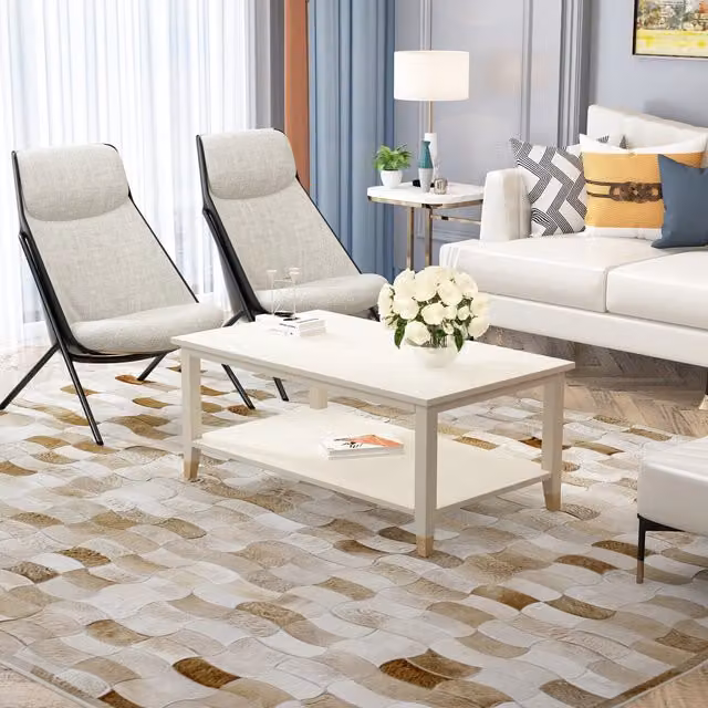 Cabinet Bits Palazzi Modern Rectangular Coffee Table in White Matt Metal