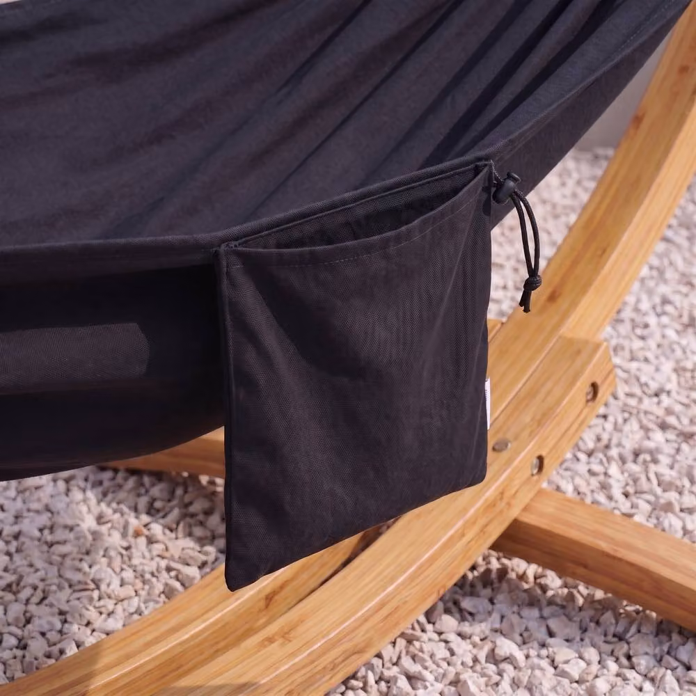 Primrose Black Single Outdoor Garden Hammock with Side Bag – 4