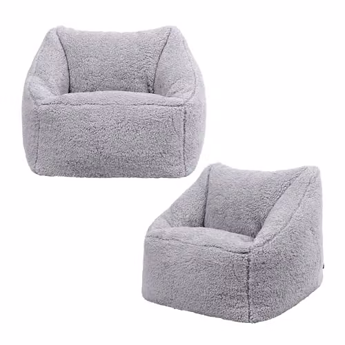 icon Natalia Fleece Kids Bean Bag Set of 2, Grey – 1