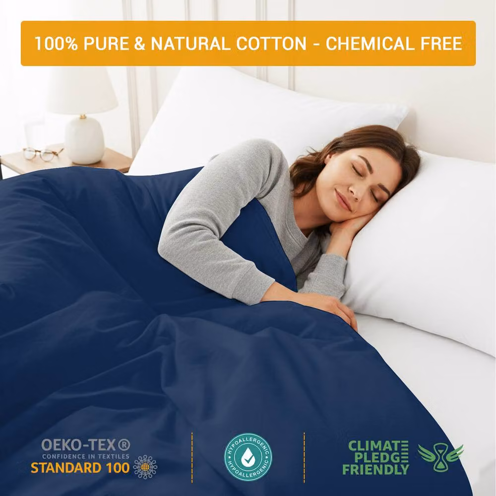 Grace Super King 100% Egyptian Cotton Extra Deep Pocket Fitted Sheet in Navy Blue, Depth: 35 cm – 4