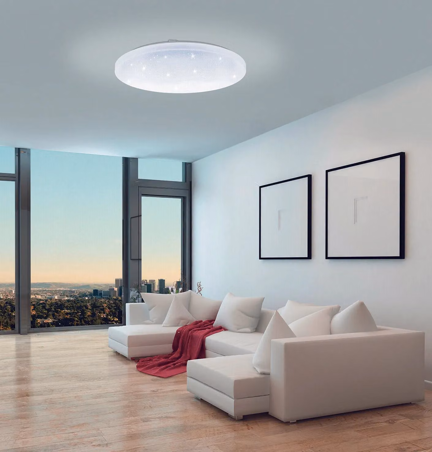 Loops White Wall and Ceiling Flush Light with Crystal Effect and 12W Warm White LED – 2