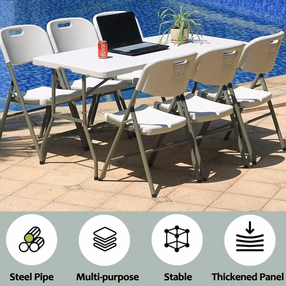 FLAVORA White Folding Table for Indoor and Outdoor Garden Use – 3
