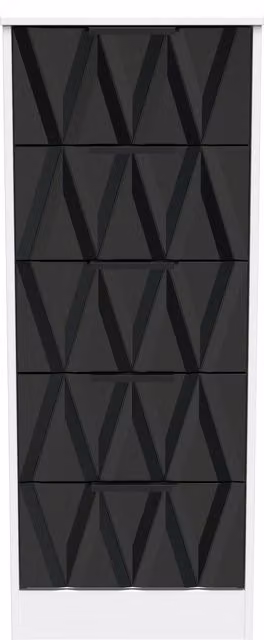 Ready Assembled 2 U Washington 5 Drawer Tall Bedside Cabinet in Black and Gold