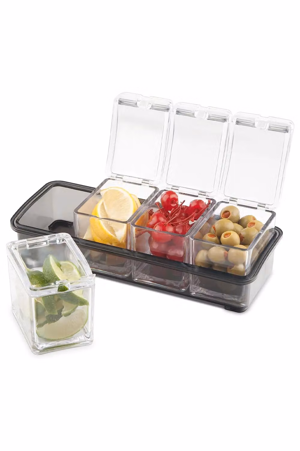 Final Touch 5 Piece Garnish Bar Caddy Set in Clear Acrylic with 4 Removable Compartments and Non-Slip Base – 2