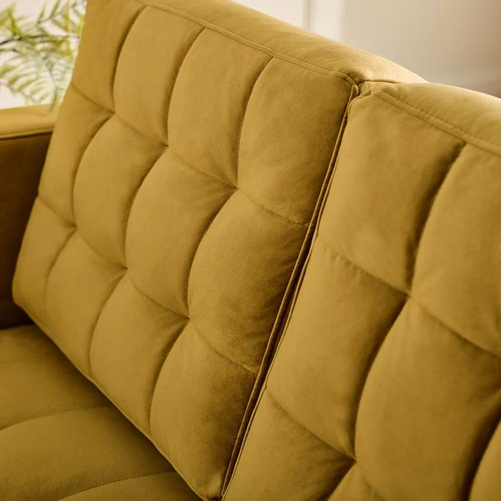 FurnitureboxUK Jade 2-Seater Velvet Sofa with Solid Wood Frame in Yellow – 2