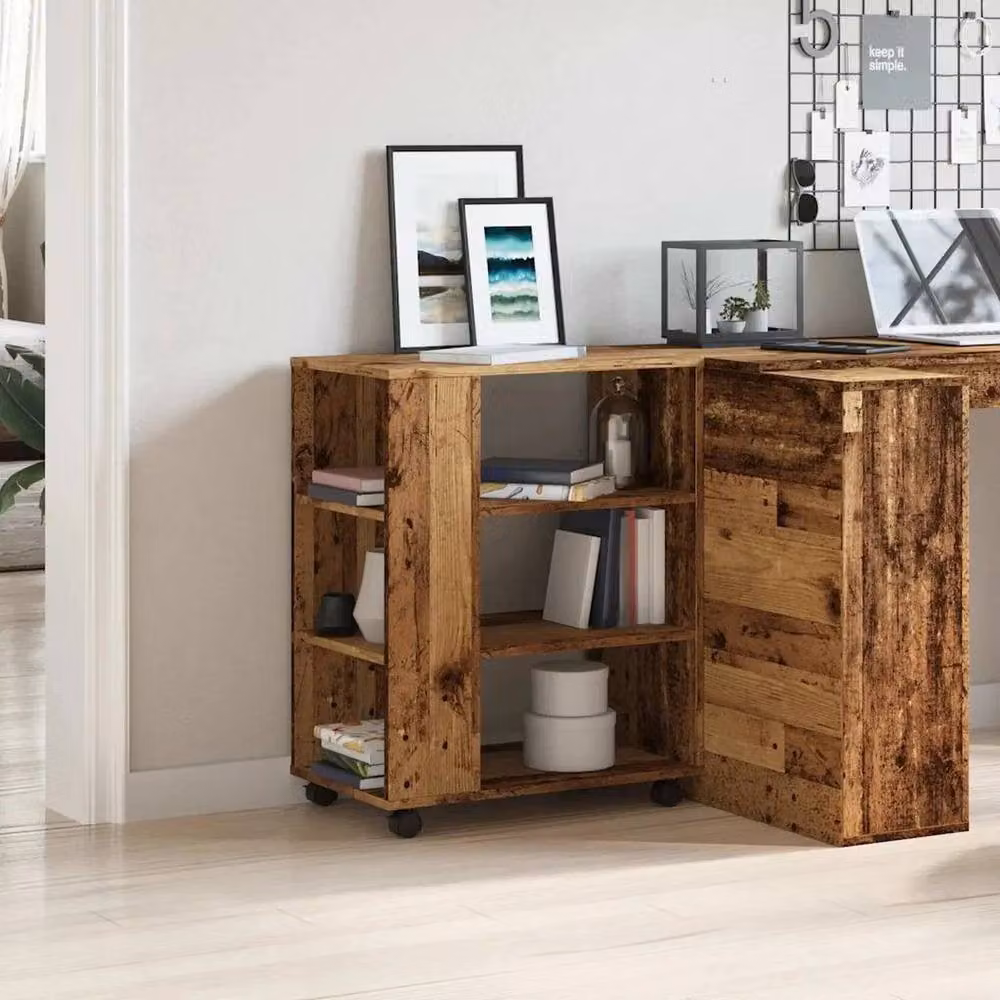 Kelvenix Rolling Cabinet in Light Oak with Castors and Lock, W/D/H: 60 x 35 x 75 cm – 3