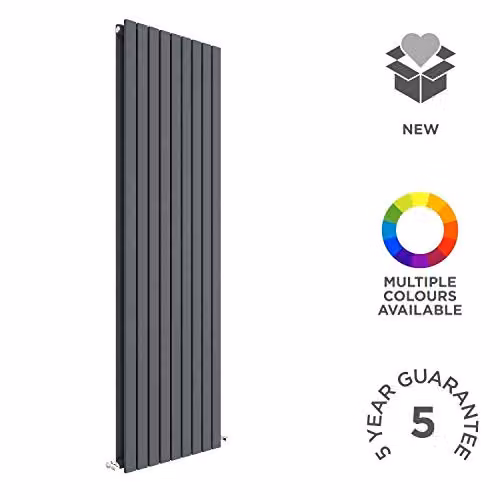 Nuie HLA47D Sloane Modern Home Wall Mount Designer Vertical Double Panel Radiator, Anthracite, H 180 cm x W 52.8 cm x D 7.2 cm – 2