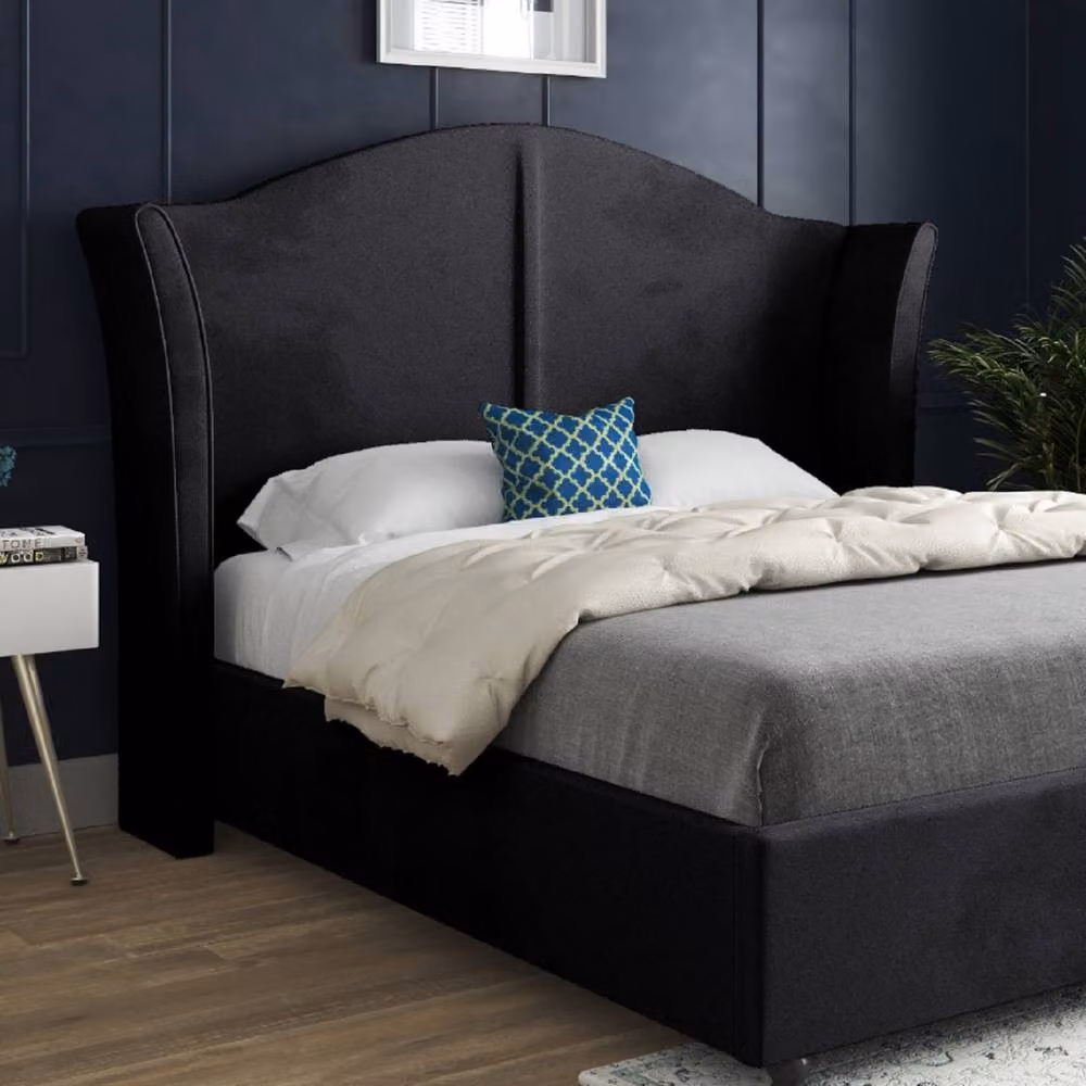 Casani Titchmarsh Chesterfield Upholstered Designer Bed Frame in Black Soft Velvet, W/D/H: 137 x 120 x 83 cm – 4