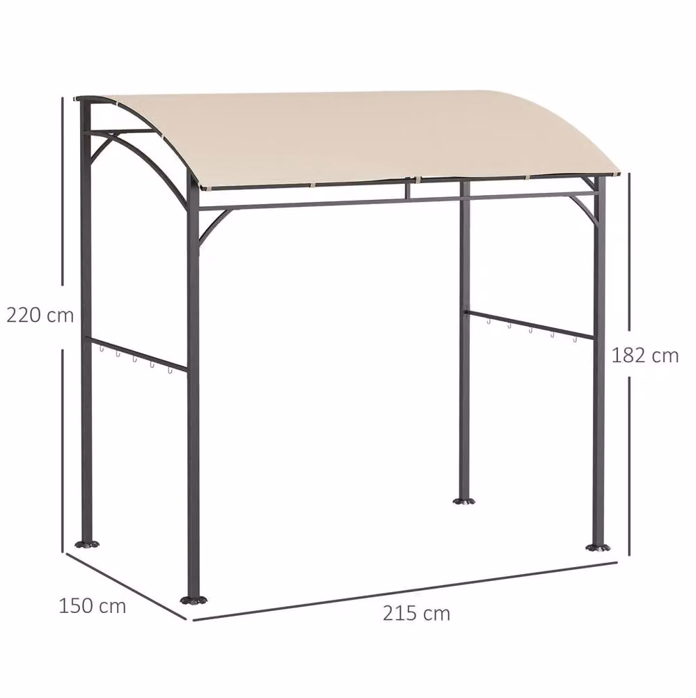STILVORA Curved Grill Gazebo in Beige with 10 Hooks, W: 215 cm, D: 150 cm, H: 220 cm – 3