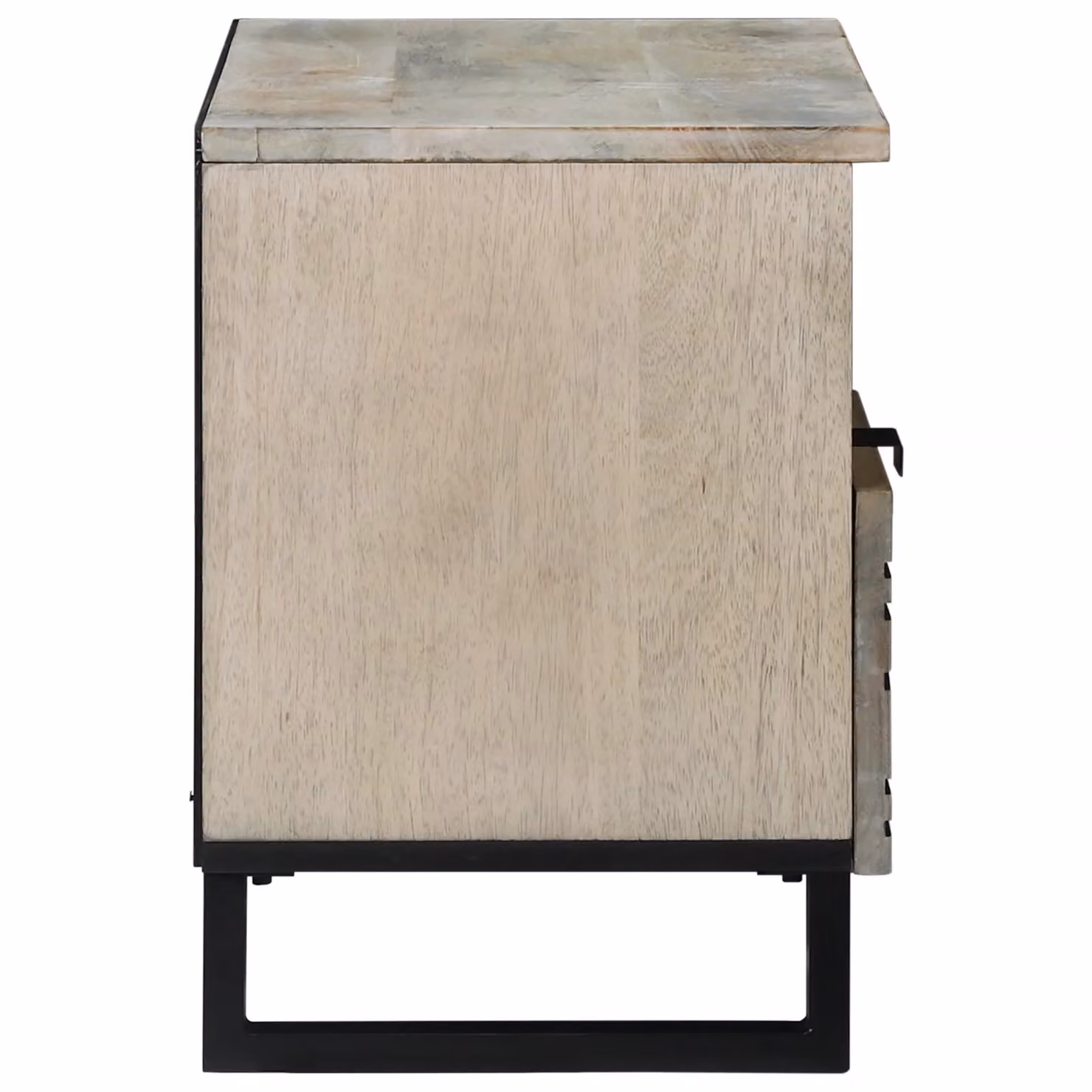 Berkfield Home Media Storage Cabinet with Drawer and Shelf in White and Black Mango Wood and Metal – 3