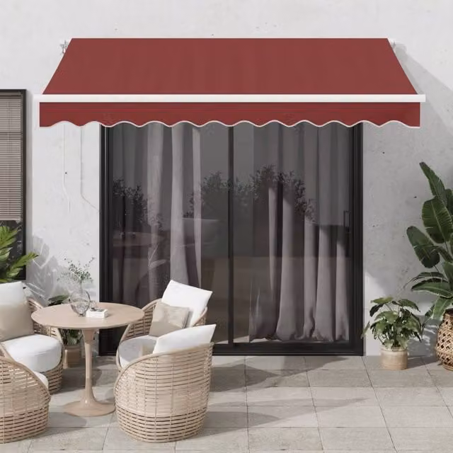 Berkfield Home Manual Retractable Awning in Burgundy and Black, W/D/H: 300 x 250 cm – 1