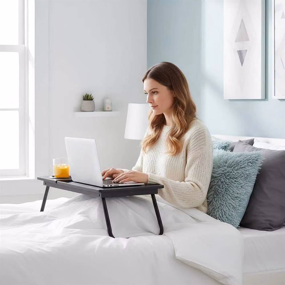 NESTLUNE Folding Lap Desk with Cupholder, Black, W: 100 cm, D: 15 cm, H: 15 cm – 3