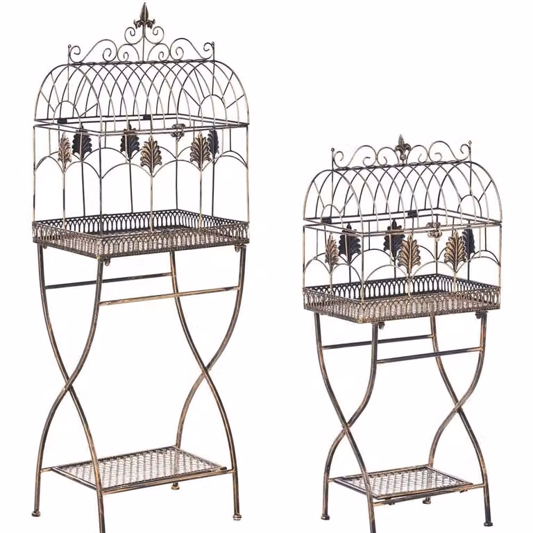 Wyld and Coco Set of 2 Black Metal Wall Mounted Plant Shelves