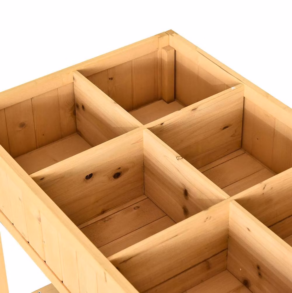 STILVORA Wooden Planter with 8 Compartments and Bottom Shelf in Brown, W/D/H: 110 x 76 x 46 cm – 5