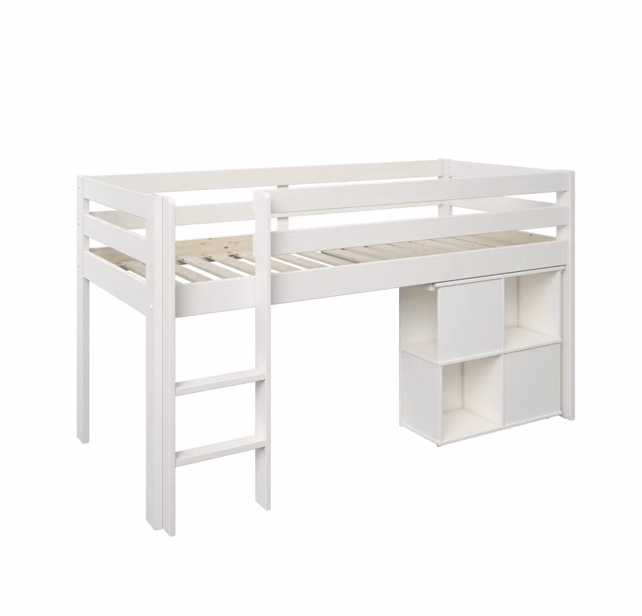 Noomi Nora Solid Wood Mid Sleeper Bed in White, W/D/H: 200 x 100 x 116.5 cm – 2