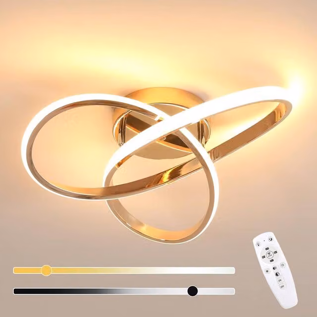 Goeco Modern Dimmable LED Ceiling Light with Remote Control, 36W, Gold/Brass – 1