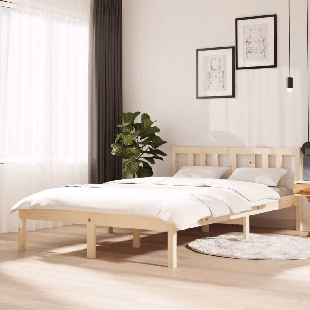 Berkfield Home Solid Wood Pine Bed Frame in Natural, W/D/H: 120 x 200 cm – 2